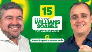 Willians Soares e seu vice, chapa eleita na cidade de Juquitiba, em São Paulo