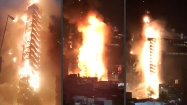 Incêndio prédio da Enel no Chile