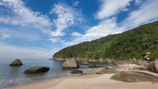 Paraíso do litoral sul paulista tem cerca de 400 metros de extensão e é cercado pela Mata Atlântica