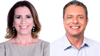Candidatos a prefeito de Santos Rosana Valle e Rogério Santos