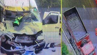 Segundo motorista do caminhão, a Van colidiu após tentar fazer uma ultrapassagem