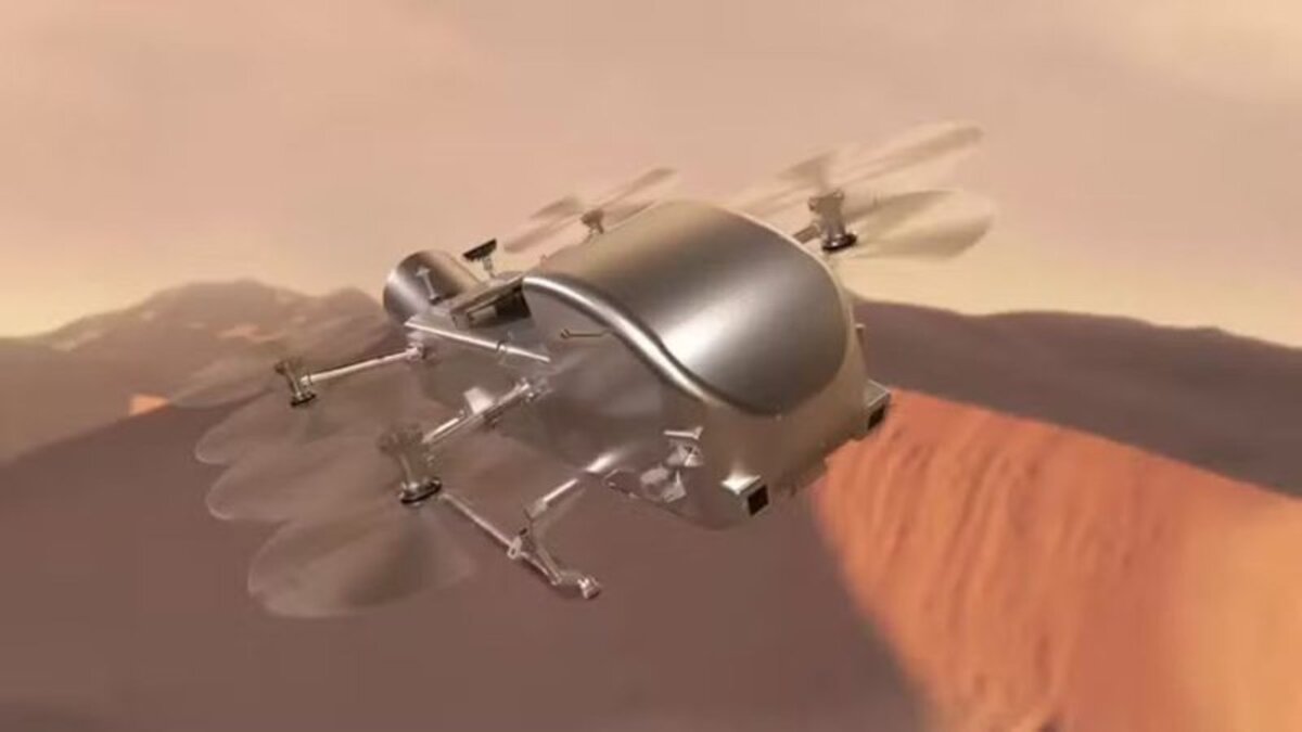 Projeção do Dragonfly que será enviado à lua de Saturno