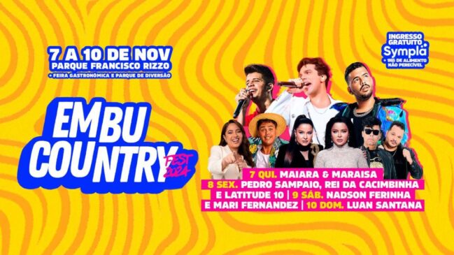 Segundo a prefeitura, o festival gratuito terá estrelas do cenário nacional, como Pedro Sampaio, Luan Santana e Maiara e Maraisa