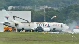 Avião da Total Cargo pega fogo no ar em pousa em Guarulhos