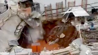Cratera se abriu no canteiro de obras da futura estação Bela Vista, da Linha 6-Laranja do Metrô de São Paulo