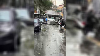 Rua na zona leste ficou interditada após fortes chuvas nesta terça-feira
