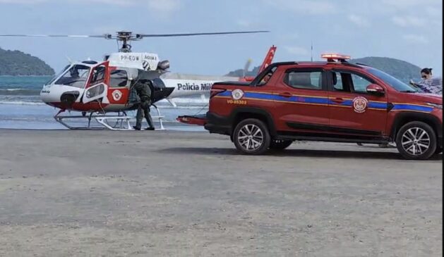 Corpo de Bombeiro atendeu ao chamado de socorro na praia de Ubatumirim, em Ubatuba