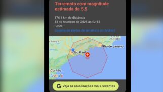 Alerta foi emitido por volta das 2h15