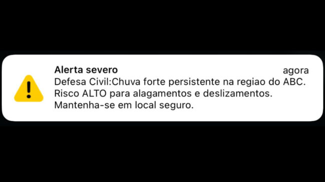 Chuva forte e persistente oferece alto risco para alagamentos e deslizamentos no ABC Paulista