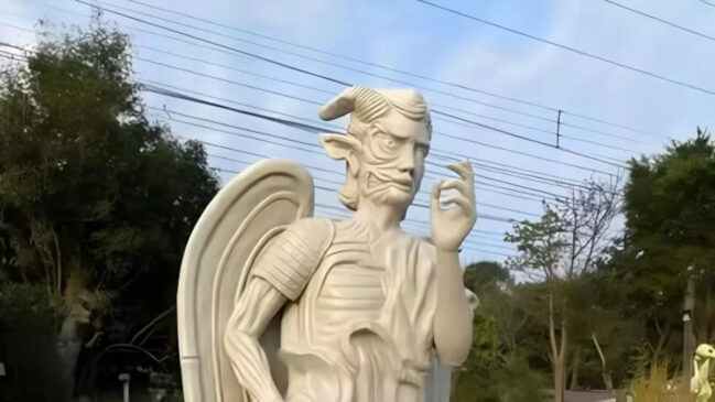 Estátua é inteira composta por simbolismos.