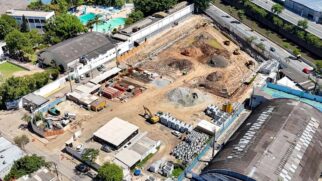 Obra do piscinão no Bairro Fundação, em São Caetano do Sul, no ABC Paulista, está em ritmo acelerado