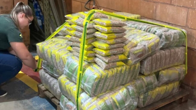 Foram apreendidos 4.595 pacotes de 5 quilos de arroz, classe longo fino, tipo 1, totalizando 22.975 quilos
