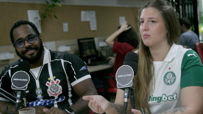 Sucesso nas redes sociais, o 'Casal Café com Leite' é composto por Kauê (corintiano) e Alana (palmeirense)