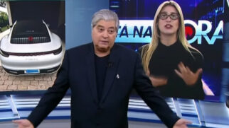 Datena protagonizou climão ao vivo com a repórter Nicole Bonetti