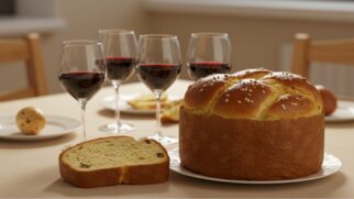 Na Páscoa Cristã, a Santa Ceia é conhecida por comer pão e beber vinho lembrando da morte de Jesus Cristo.