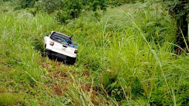 Motorista precisou jogar veículo para área de vegetação para não colidir com outros carros