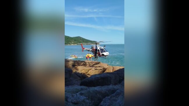 Homem foi resgatado pelo helicóptero Águia