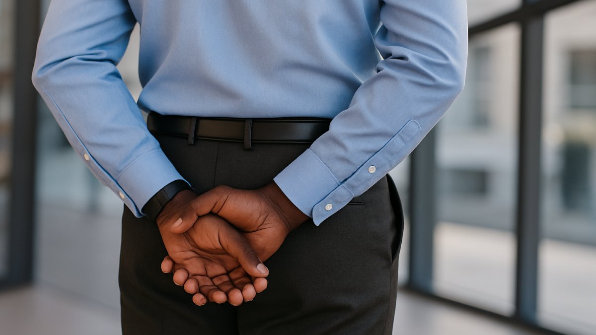 Andar com os braços atrás do corpo pode ter dois significados