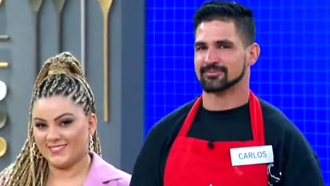 Amanda Caroline de Almeida e o ex-marido, Carlos Eduardo de Souza Ribeiro, em quadro do SBT