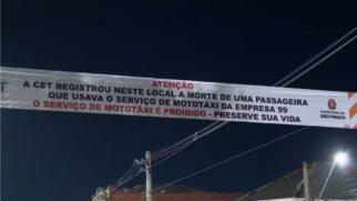 Faixa foi colocada no trecho da avenida Tiradentes