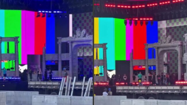 Palco de Lady Gaga tem 1.260 m² e painéis de LED conectados, formando uma peça única com 60 metros de largura e área total de 806,25 m²