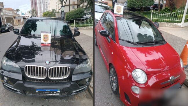Carros de luxo apreendidos durante ação policial em São Paulo