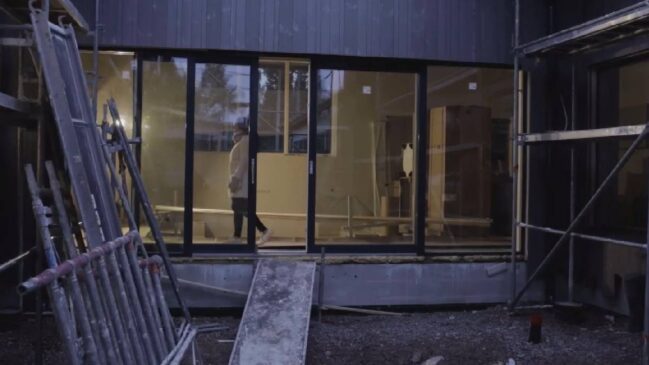 Parte interna do átrio no momento da construção | Reprodução Yle