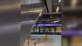 Corrente de água escorreu até a plataforma e criou uma poça no local