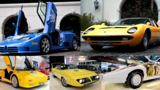 Bugatti EB110 GT 1994, Lamborghini Miura P400 S 1969, Lamborghini Diablo 1991, Plymouth Superbird 1970 e Hofstetter Turbo 1986