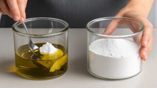 Descubra como azeite e bicarbonato se unem para limpar e hidratar.