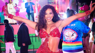 Sávia David brilhou com samba no pé durante evento
