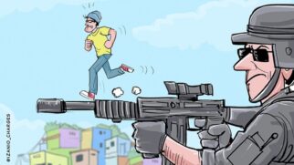Charge sobre segurança pública; assunto é tema do momento no Rio de Janeiro