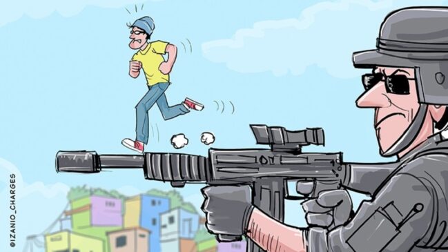 Charge sobre segurança pública; assunto é tema do momento no Rio de Janeiro