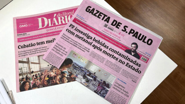 Jornais Gazeta e Diário do Litoral, que integram o Gazeta Media Group (GMG), estamparam nesta quarta-feira (1/10) capas cor-de-rosa em apoio às ações de saúde do Outubro Rosa, promovidas pelo governo estadual