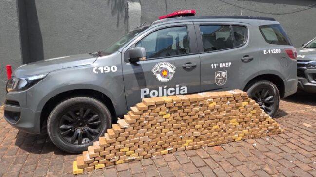 Homem foi preso em flagrante com 320 tabletes de cocaína na caçamba de uma caminhonete