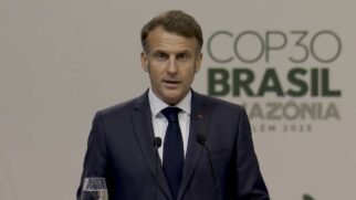 Emmanuel Macron discursou durante a Cúpula dos Líderes da COP30, na quinta-feira (6/11)