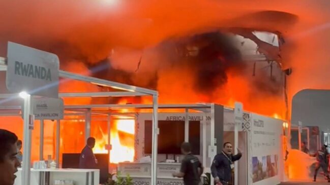Incêndio ocorre na zona azul, na área chamada de Pavilhão dos Países