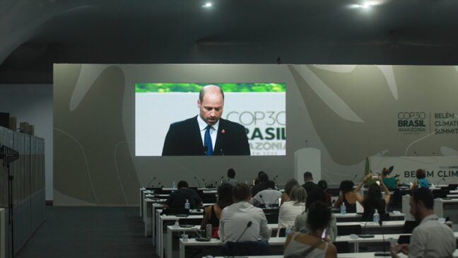 Príncipe William, do Reino Unido, durante discurso na Cúpula dos Líderes
