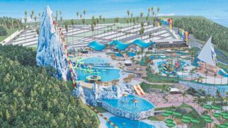 Projeto prevê piscinas de águas aquecidas, uma praia artificial de 3 mil m² e um toboágua de 60 metros, que seria o mais alto do mundo
