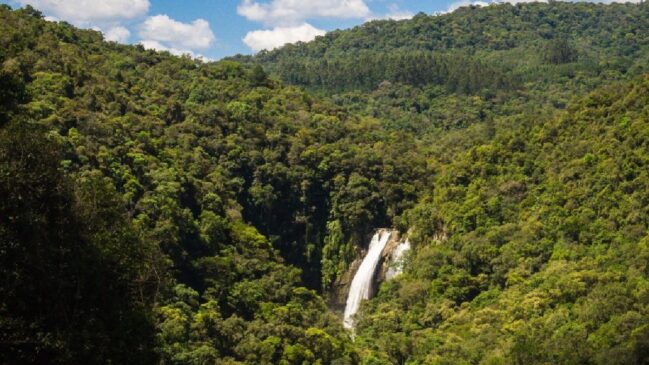 Com uma queda d'água de aproximadamente 63 metros, a cachoeira fica a cerca de 10 km do centro