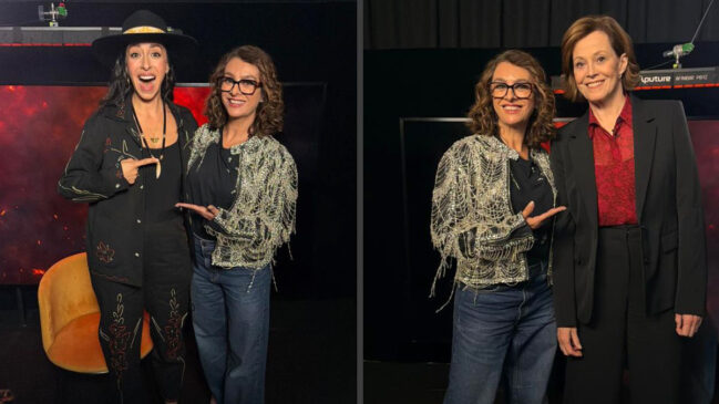 Catia Fonseca ao lado de Oona Chaplin e Sigourney Weaver em entrevista exclusiva no México