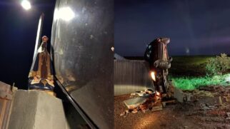 Acidente ocorreu de madrugada no Paraná; política afirma que desvio repentino e pedra na pista impediram colisão mais grave