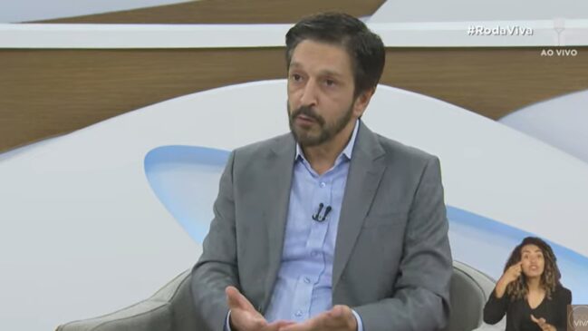 Ricardo Nunes durante participação no Roda Viva, da TV Cultura