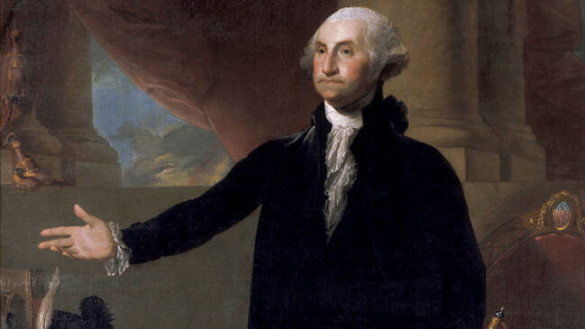 Pintura integra uma das séries mais conhecidas do artista e é inspurada no retrato original encomendado por Martha Washington