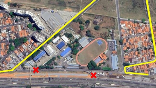 Trecho que será interditado em São José dos Campos, no Vale do Paraíba