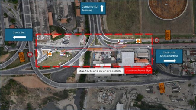 Atividades estão previstas para ocorrer no período noturno nos dias 13, 14 e 15 de janeiro, das 22h às 6h do dia seguinte