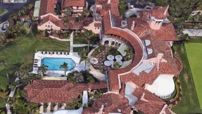 Vista aérea de parte da mansão Mar-a-Lago, na Florida, pertencente a Donald Trump