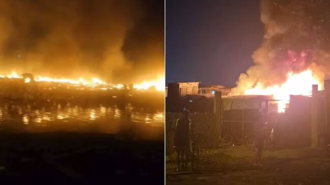 Incêndio afetou uma área de 300 metros quadrados, atingindo entre seis e sete moradias