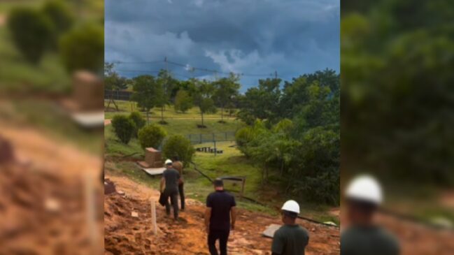 Prefeito Célio Peixoto esteve no local para acompanhar o andamento das obras ao lado do vice-prefeito Lucas Rodrigues