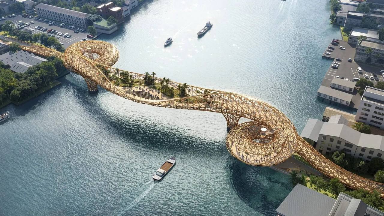 Capital da Tailândia planeja ponte futurista só para pedestres sobre rio histórico